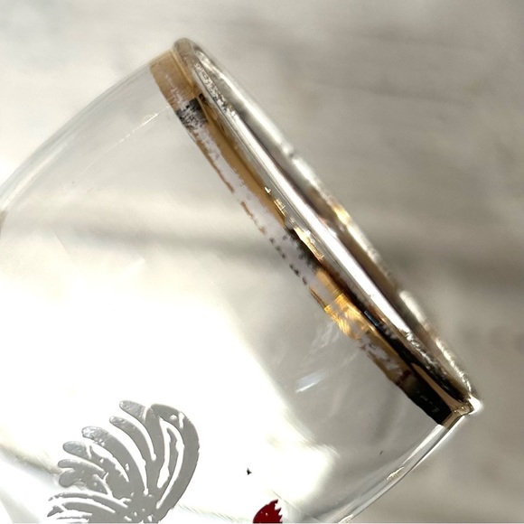 VintageEnamelled Rooster Cordial Shot Glasses Gold Banding Barware Set of Six - Picture 6 of 11